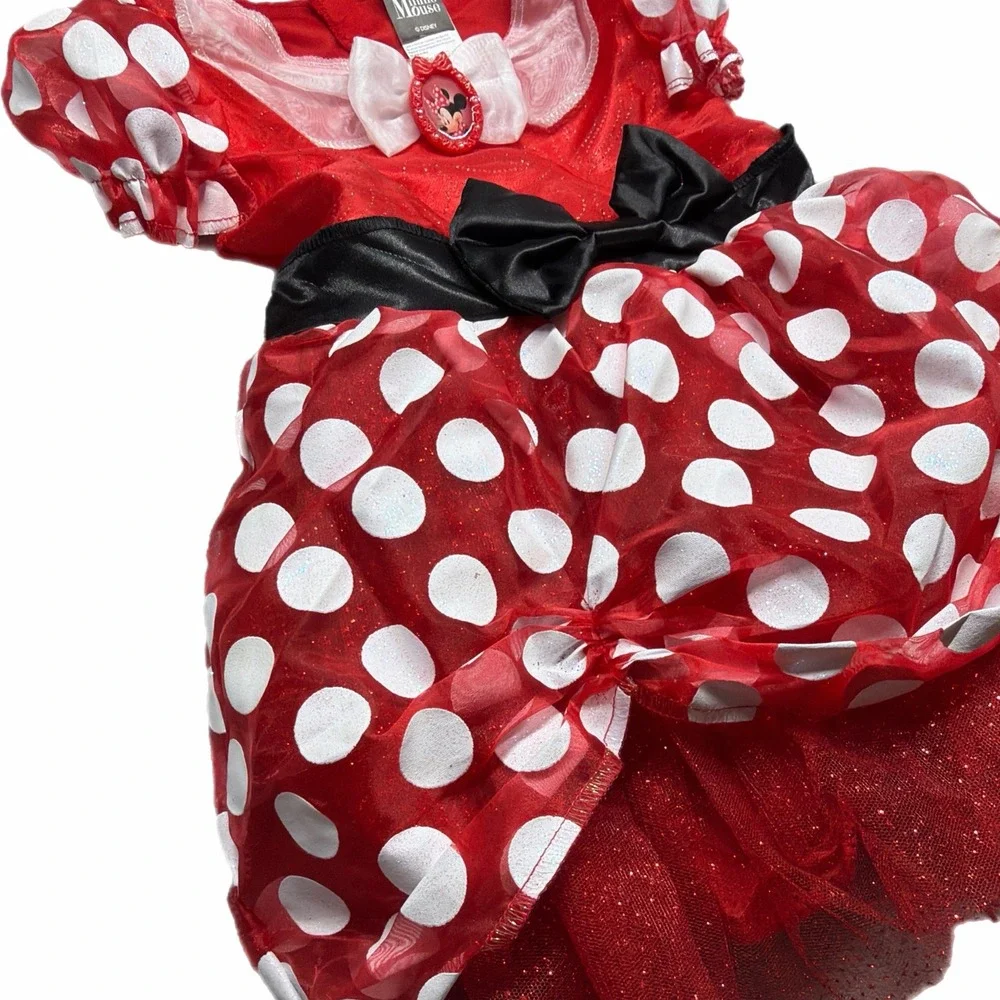 Disney Minnie Mouse Costume Dress w Ears Red Polka Dot Girls Size 3T-4T - Picture 2 of 4